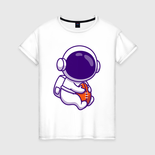 Женская футболка из хлопка с принтом Space football, вид спереди №1