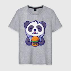 Панда ест чизбургер – Мужская футболка хлопок с принтом купить со скидкой в -20%