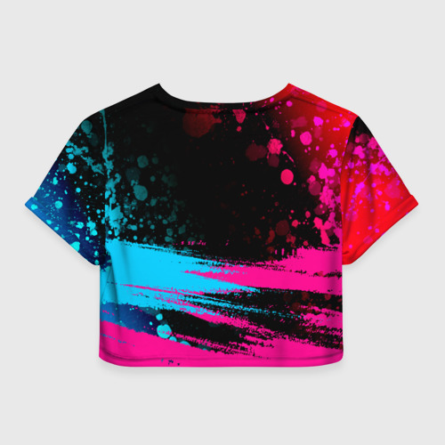 Женская футболка Crop-top 3D Barcelona - neon gradient посередине, цвет 3D печать - фото 2