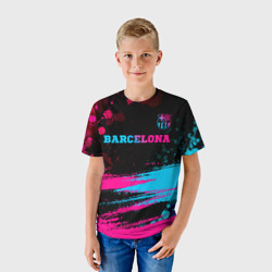 Детская футболка 3D Barcelona - neon gradient посередине - фото 2