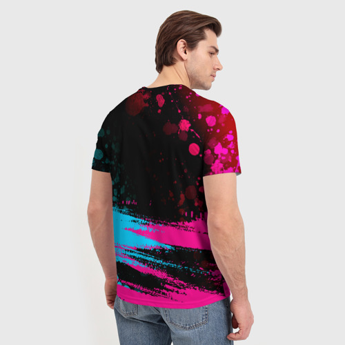 Мужская футболка 3D Barcelona - neon gradient посередине, цвет 3D печать - фото 4