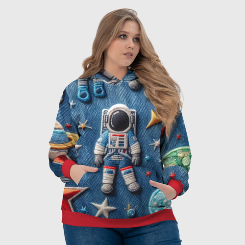 Женская толстовка 3D с принтом Космонавт - вышивка по джинсе нейросеть, фото #4