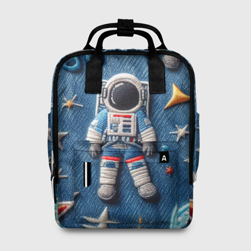 Женский рюкзак 3D Космонавт - вышивка по джинсе нейросеть