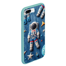 Чехол для iPhone 7Plus/8 Plus матовый Космонавт - вышивка по джинсе нейросеть - фото 2