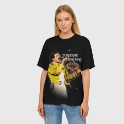 Женская футболка oversize 3D Меркьюри Фредди - фото 2