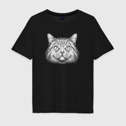 Мужская футболка хлопок Oversize Глазастый кот