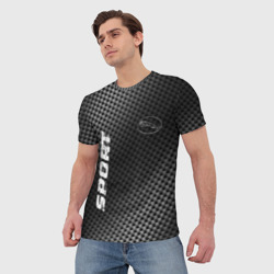 Мужская футболка 3D Jaguar sport carbon - фото 2