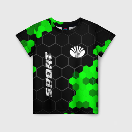 Детская футболка 3D Daewoo green sport hexagon, цвет 3D печать