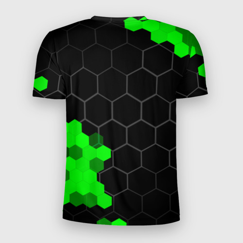Мужская футболка 3D Slim Daewoo green sport hexagon, цвет 3D печать - фото 2