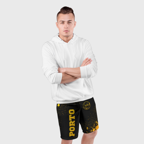 Мужские шорты спортивные Porto - gold gradient вертикально, цвет 3D печать - фото 5