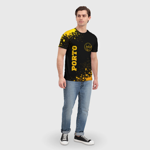 Мужская футболка 3D Porto - gold gradient вертикально, цвет 3D печать - фото 5