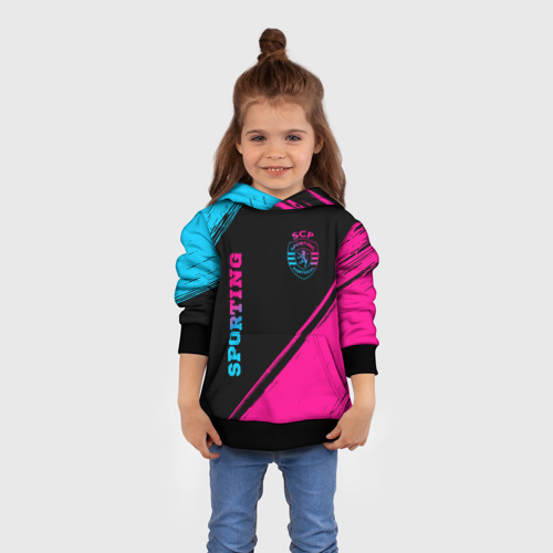 Детская толстовка 3D Sporting - neon gradient вертикально, цвет черный - фото 4