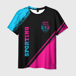 Мужская футболка 3D Sporting - neon gradient вертикально