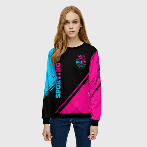 Женский свитшот 3D Sporting - neon gradient вертикально, цвет 3D печать - фото 3