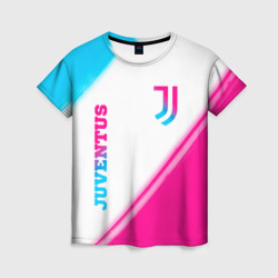 Женская футболка 3D Juventus neon gradient style вертикально