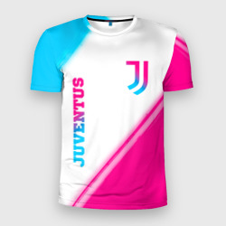 Мужская футболка 3D Slim Juventus neon gradient style вертикально