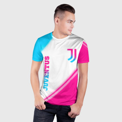 Мужская футболка 3D Slim Juventus neon gradient style вертикально - фото 2