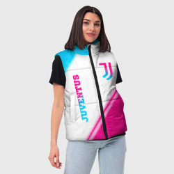 Женский жилет утепленный 3D Juventus neon gradient style вертикально - фото 2