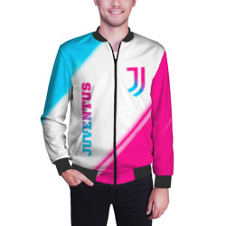 Мужской бомбер 3D Juventus neon gradient style вертикально - фото 2