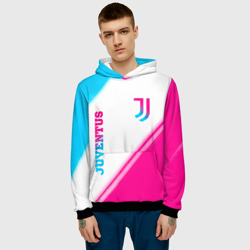 Мужская толстовка 3D Juventus neon gradient style вертикально, цвет черный - фото 3