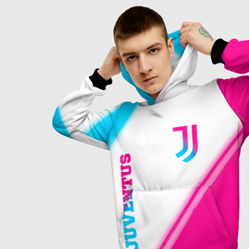 Мужская толстовка 3D Juventus neon gradient style вертикально, цвет черный - фото 5