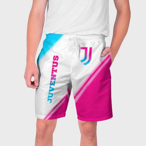 Мужские шорты 3D Juventus neon gradient style вертикально, цвет 3D печать