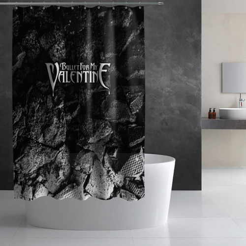 Штора 3D для ванной Bullet For My Valentine black graphite - фото 3