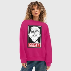 Женский свитшот oversize без начеса хлопок Эйкити Онидзука преподаватель мем - фото 2