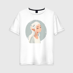   эльфийка  Задумчивая – Женская футболка хлопок Oversize с принтом купить со скидкой в -16%