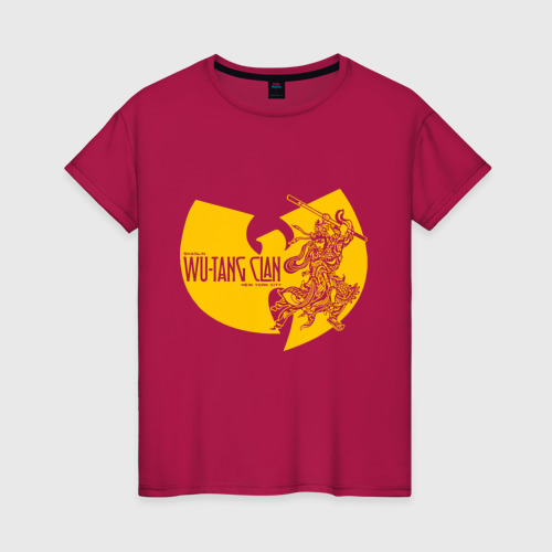 Женская футболка хлопок Wu shaolin logo, цвет маджента