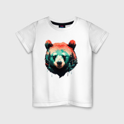 Голова медведя на фоне леса – Детская футболка хлопок с принтом купить со скидкой в -20%