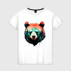 Голова медведя на фоне леса – Женская футболка хлопок с принтом купить со скидкой в -20%