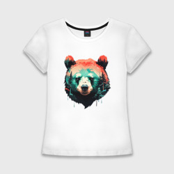 Голова медведя на фоне леса – Женская футболка хлопок Slim с принтом купить