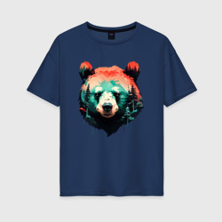 Голова медведя на фоне леса – Женская футболка хлопок Oversize с принтом купить со скидкой в -16%