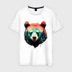 Голова медведя на фоне леса – Мужская футболка хлопок с принтом купить со скидкой в -20%