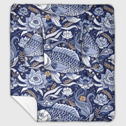 Плед с рукавами Рыба карп - синий корейский узор