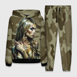 Женский костюм с толстовкой 3D Красивая девушка с татуировками