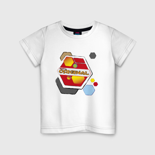 Детская футболка хлопок Разноцветные шестиугольники - original, цвет белый
