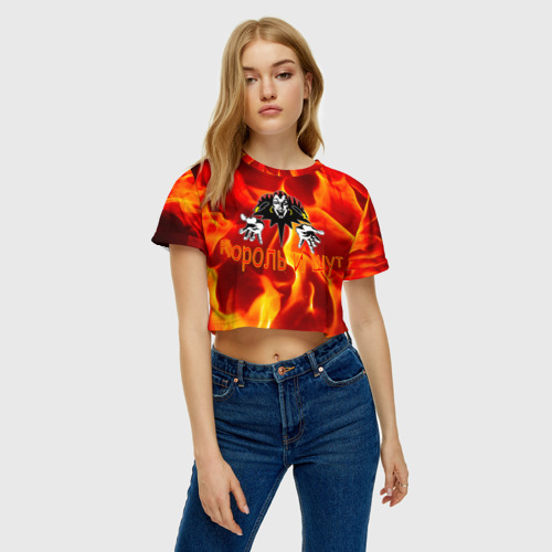 Женская футболка Crop-top 3D KuW fire , цвет 3D печать - фото 3