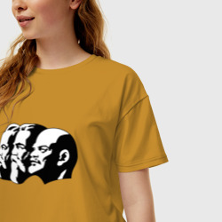 Женская футболка хлопок Oversize Communism leaders - фото 2