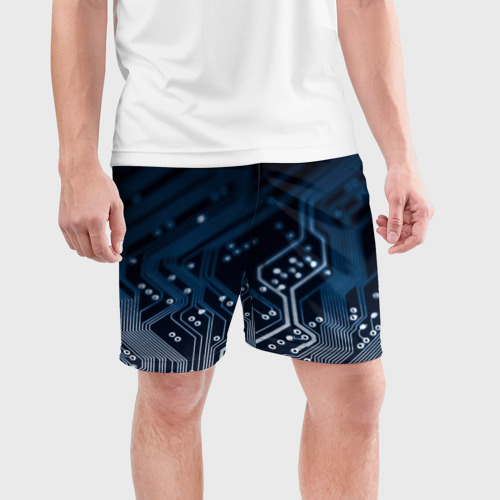 Мужские шорты спортивные Дорожки платы, цвет 3D печать - фото 3