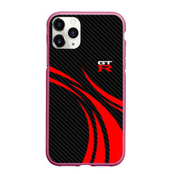 Чехол для iPhone 11 Pro матовый GTR Nissan - Carbon and red