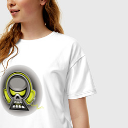 Женская футболка хлопок Oversize Музыкальный череп - фото 2