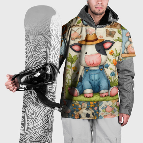 Накидка на куртку 3D Прикольный телёнок и его друзья - пэчворк, цвет 3D печать