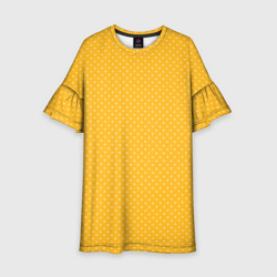 Детское платье 3D Жёлтый в белый маленький горошек