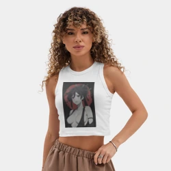 Женская укороченная майка-топ хлопок Адский рай - секси Юдзуриха - фото 2