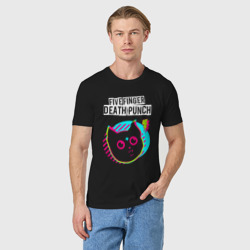 Мужская футболка хлопок Five Finger Death Punch rock star cat - фото 2