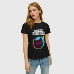 Женская футболка хлопок Five Finger Death Punch rock star cat - фото 2