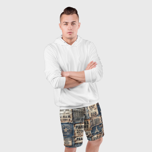Мужские шорты спортивные Пэчворк джинсы из Парижа, цвет 3D печать - фото 5