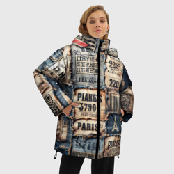 Женская зимняя куртка Oversize Пэчворк джинсы из Парижа - фото 2